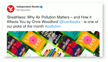 Independent Books of the Month tweet, March 2021